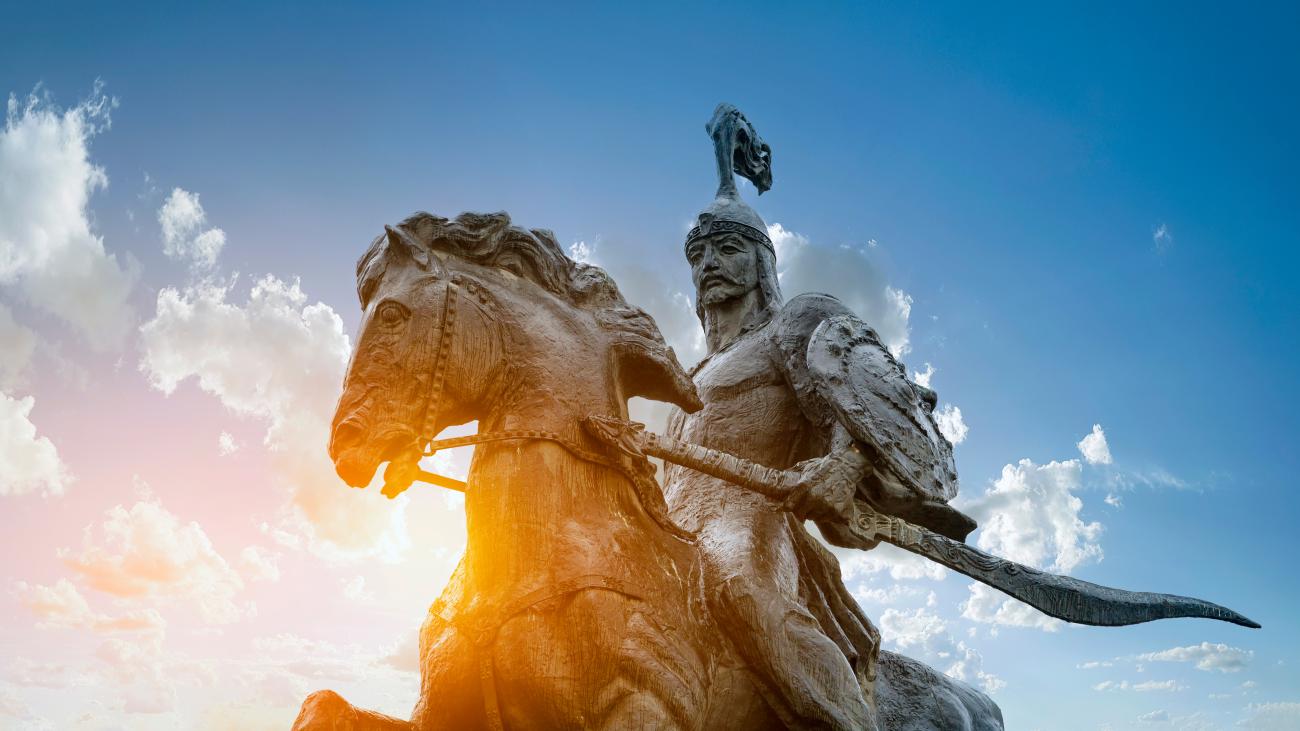Statue of the Kyrgyz national hero, Manas on horseback