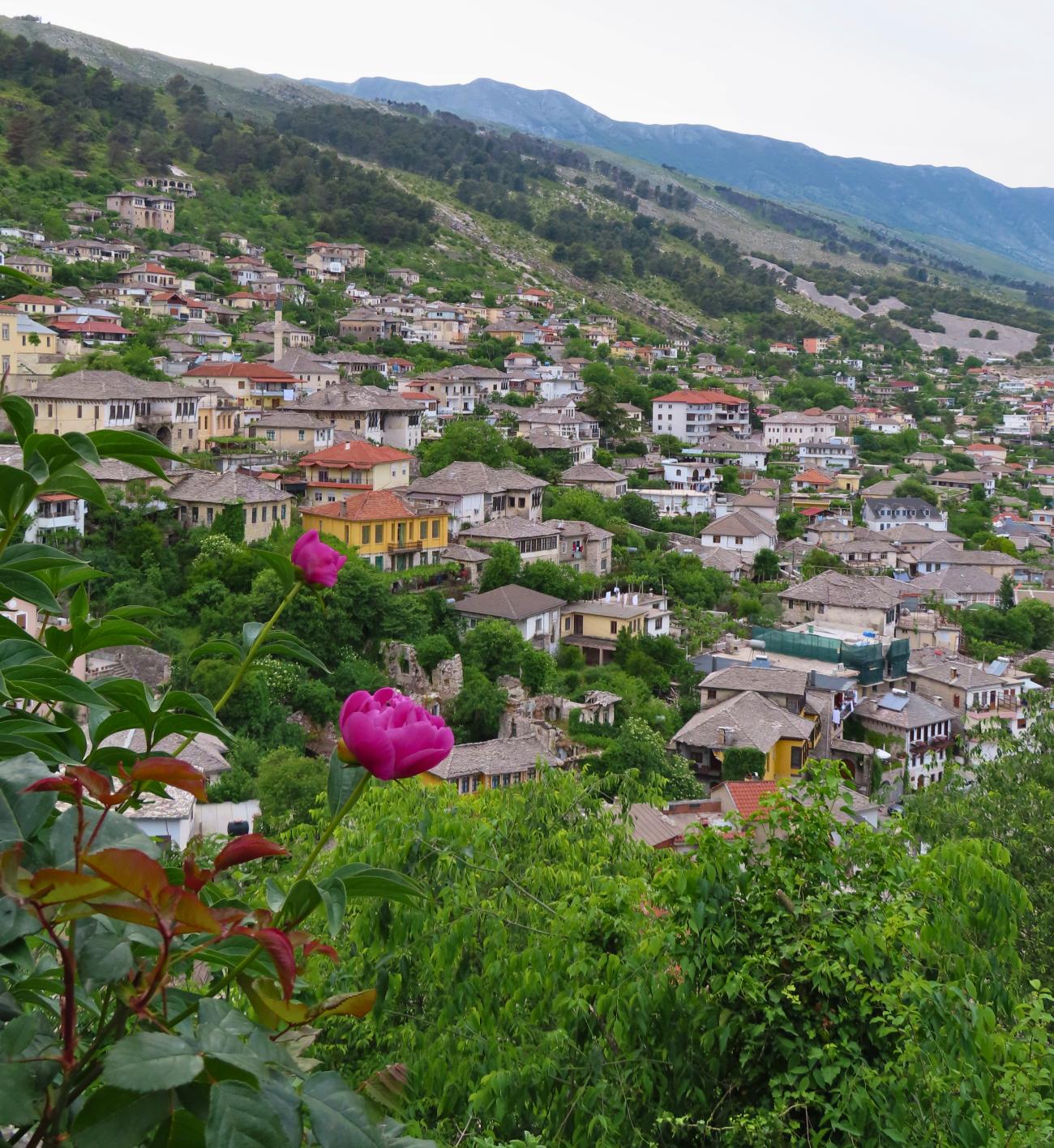 Houses on the hill side in Gjirokaster, Albania
