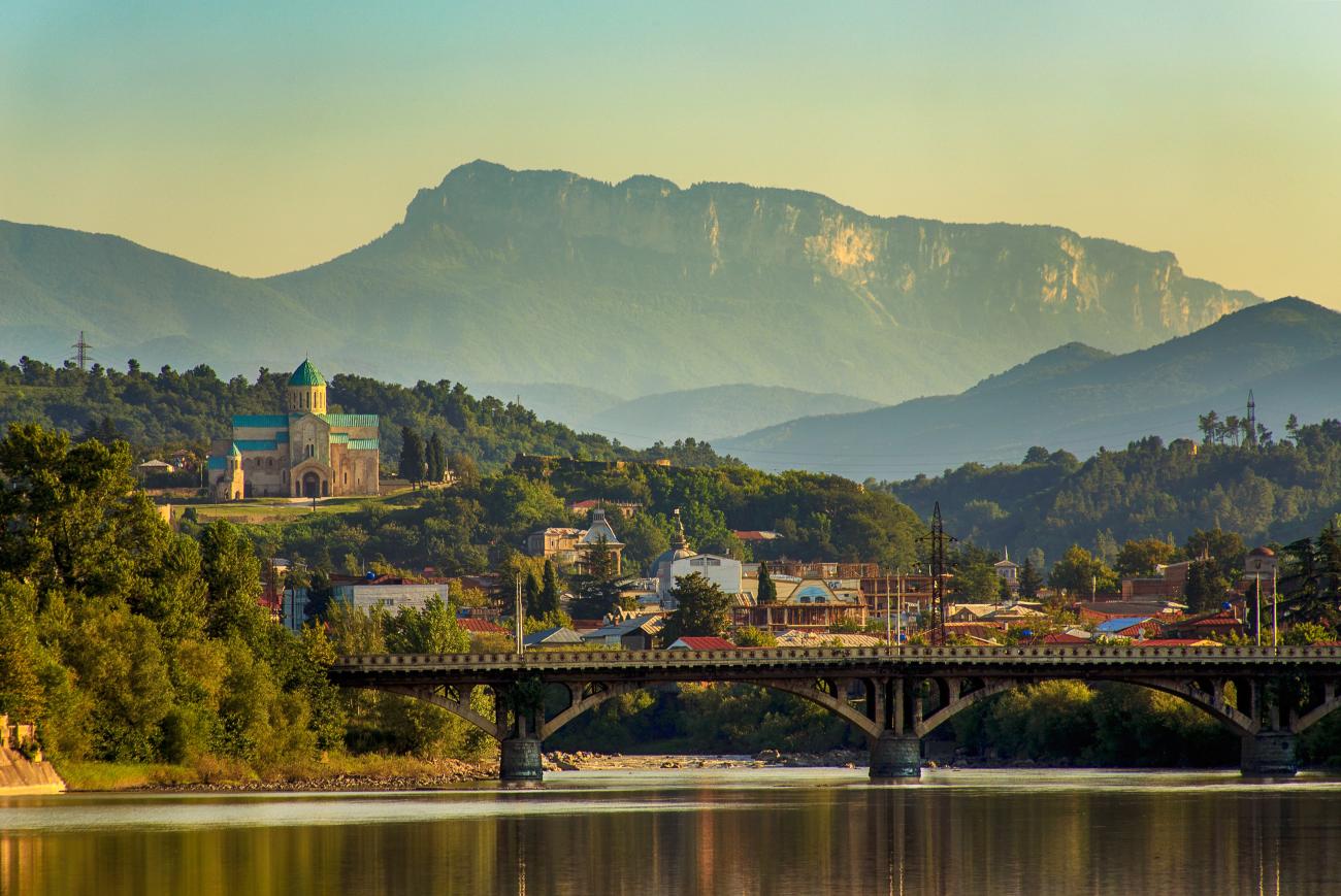 View of the city, Kutaisi, and river. Ancient capital of Colchis where Jason searched for the golden fleece